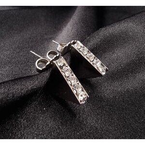 Rare Find SORRELLI Triangular Stud Earrings With Crystal Accents